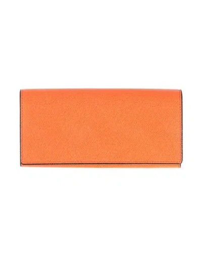 Valextra Woman Wallet Orange Size - Calfskin