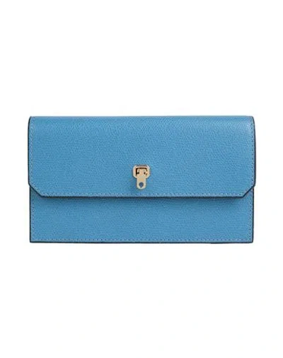 Valextra Woman Wallet Slate Blue Size - Calfskin