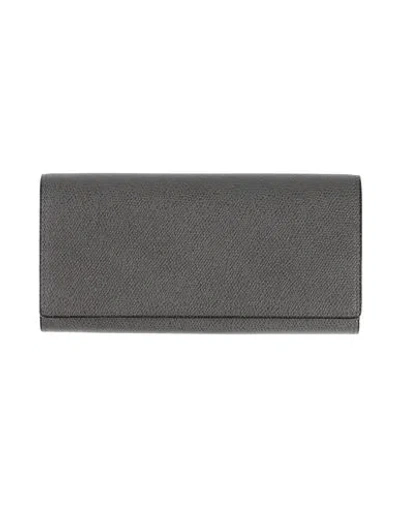Valextra Woman Wallet Steel Grey Size - Calfskin In Black