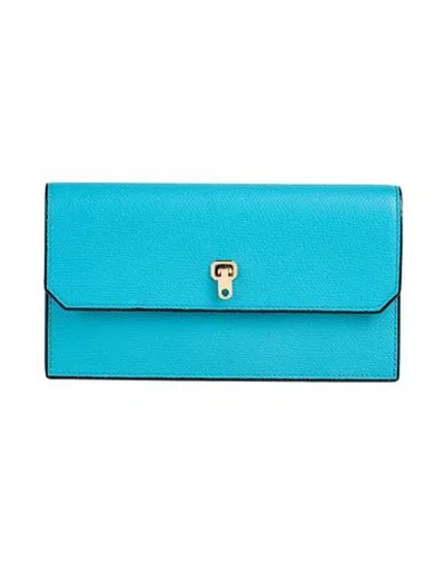Valextra Woman Wallet Turquoise Size - Calfskin In Blue