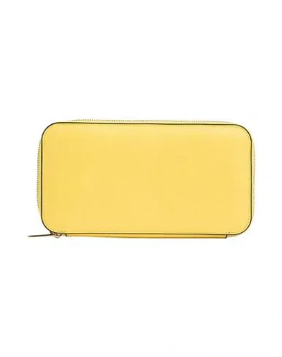 VALEXTRA VALEXTRA WOMAN WALLET YELLOW SIZE - LEATHER
