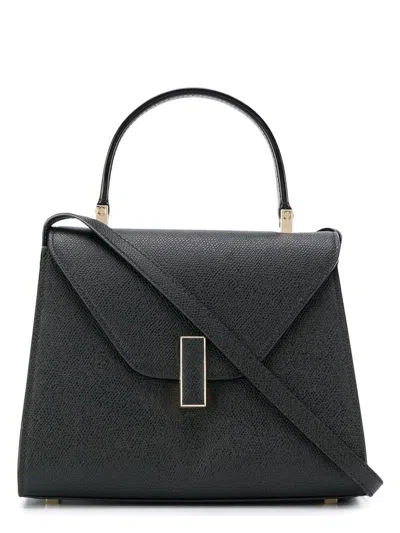 Valextra Small Leather-coated Clasp Tote Bag In Black