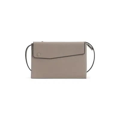 Valextra Taupe Pocket Slim Crossbody Bag