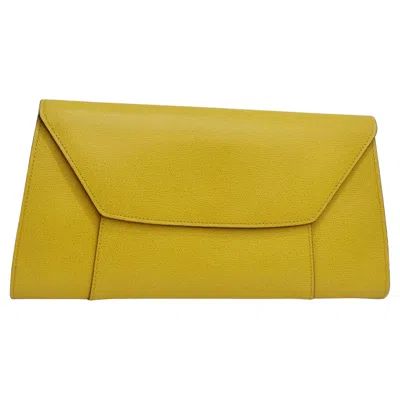 Pre-owned Valextra Yellow Leather Clutch