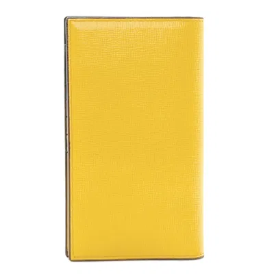Pre-owned Valextra Yellow Leather Long Wallet (bi-fold) ()
