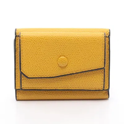 Pre-owned Valextra Yellow Leather Wallet (tri-fold) ()