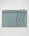 Valextra Zip Calf Leather Wallet In Bp Polvere