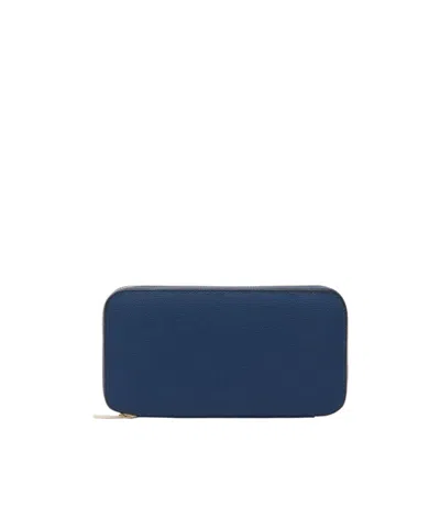 Valextra Zipper Wallet In Blue