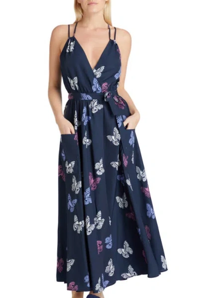 Valimare Amelia Butterfly Wrap Maxi Dress In Navy