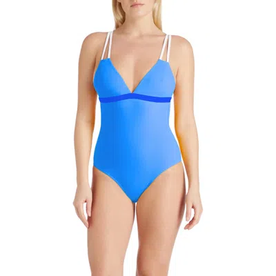 Valimare Aruba Double Strap One-piece Swimsuit In Blue