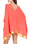 Valimare Bandage Hem Chiffon Cover-up Poncho In Coral