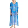 Valimare Florence Sheer Butterfly Caftan Coverup In Blue