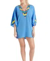 Valimare Mallorca Cross Bandage Cover-up Tunic Dress In Blue