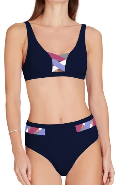 Valimare Martinique High Waist Bikini Bottom In Navy Blue
