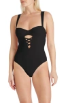 Valimare Paris Underwire Cut-out Lace Detail One-piece Swimsuit In Black