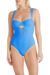 Valimare Paris Underwire Cut-out Lace Detail One-piece Swimsuit In Blue