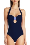 Valimare Sicily Bow-style One-piece Swimsuit In Navy Blue