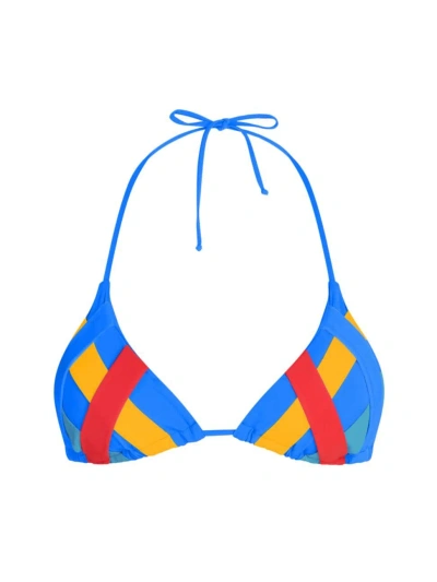 Valimare Women's Ibiza Colorblock Triangle Bikini Top In Blue/multi