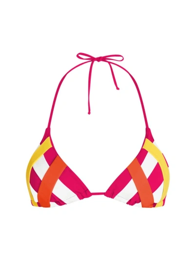 Valimare Women's Ibiza Colorblock Triangle Bikini Top In Fuscia