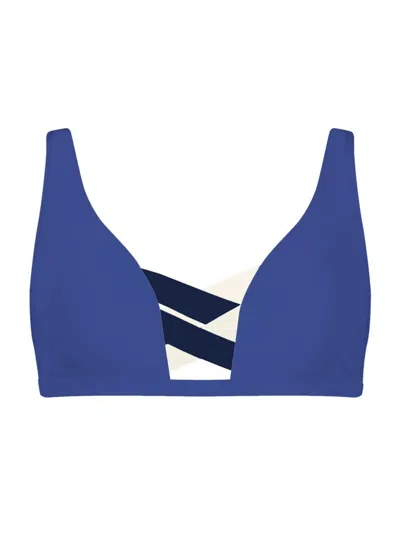 Valimare Women's Martinique Strappy Bikini Top In Blue White