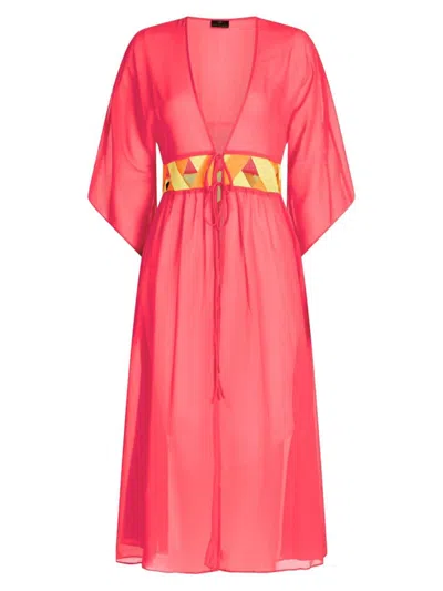 Valimare Women's Rio Chiffon Cover-up Robe In Coral