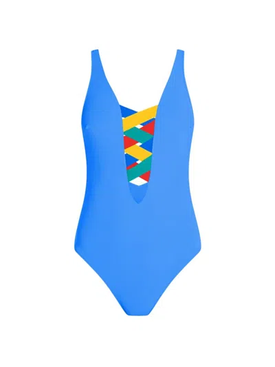 Valimare Women's St. Martin Lattice One-piece In Blue