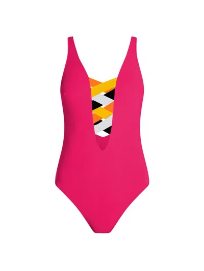 Valimare Women's St. Martin Lattice One-piece In Fuscia