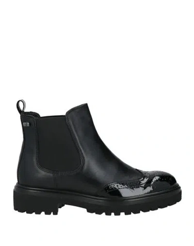Valleverde Woman Ankle Boots Black Size 7 Calfskin, Textile Fibers