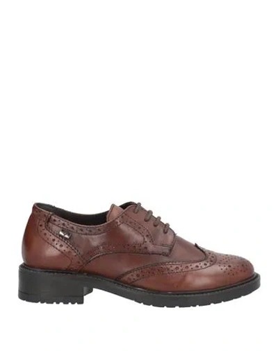 Valleverde Woman Lace-up Shoes Brown Size 6 Leather