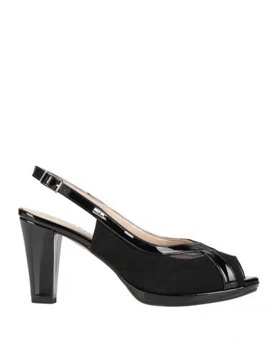 Valleverde Woman Sandals Black Size 7 Synthetisches Material