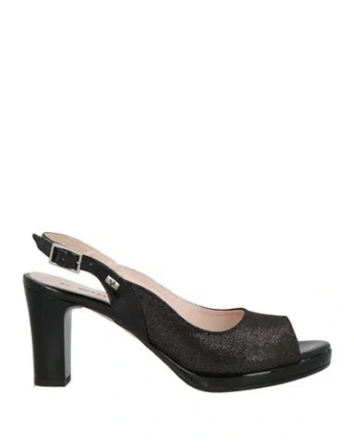 VALLEVERDE VALLEVERDE WOMAN SANDALS BLACK SIZE 8 SYNTHETISCHES MATERIAL