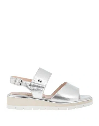 Valleverde Woman Sandals Silver Size 8 Leather In Metallic