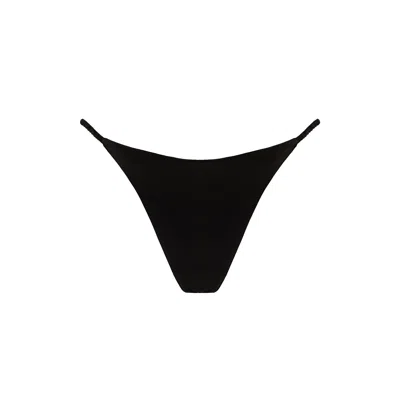 Valnue Lingerie Women's Tara Black Silk Full Brief Bottom With Elastic Side Straps