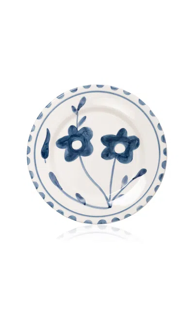 Valsa Home Blue Flowers Hand Painted Salad Plate