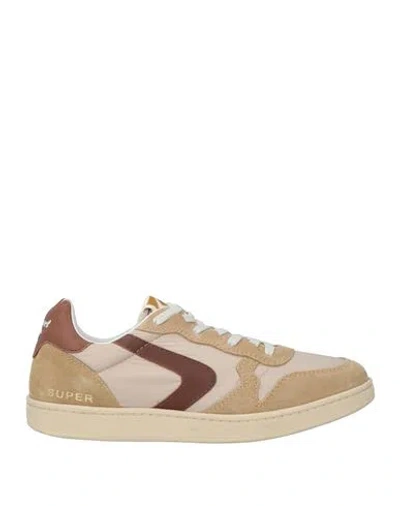 Valsport Man Sneakers Beige Size 8.5 Leather, Textile Fibers