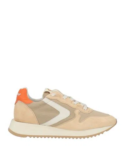 Valsport Man Sneakers Beige Size 9.5 Leather, Textile Fibers In Multi