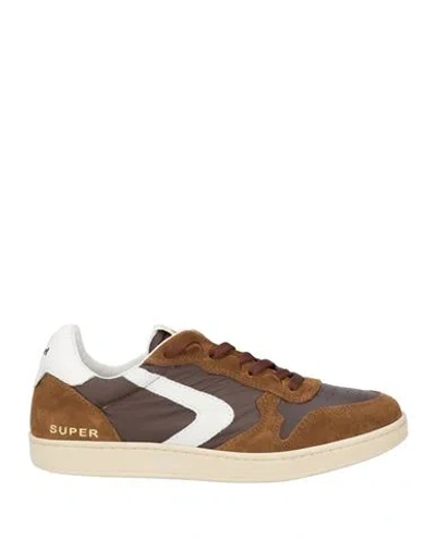 Valsport Man Sneakers Brown Size 8.5 Leather, Textile Fibers