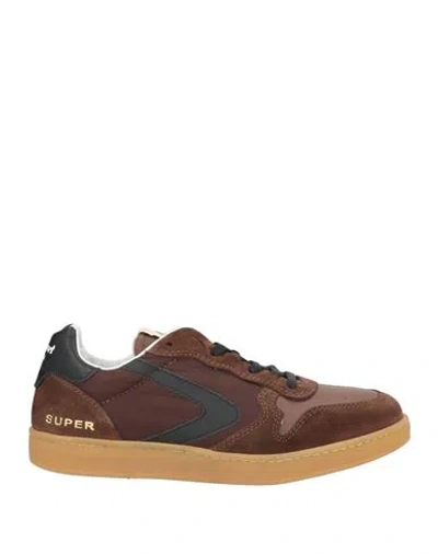 Valsport Man Sneakers Dark Brown Size 7 Leather, Textile Fibers
