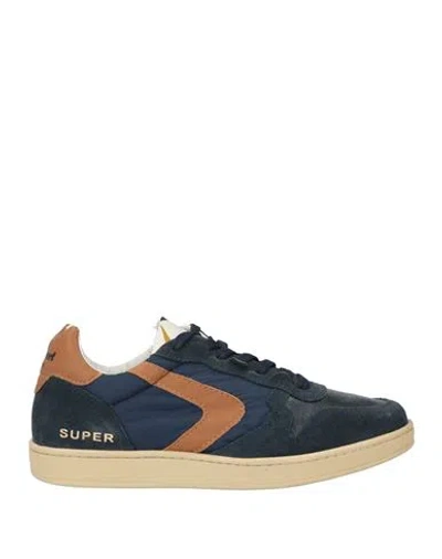 Valsport Man Sneakers Navy Blue Size 8 Leather, Textile Fibers In Multi