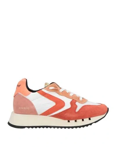 Valsport Woman Sneakers White Size 5 Leather, Textile Fibers In Orange
