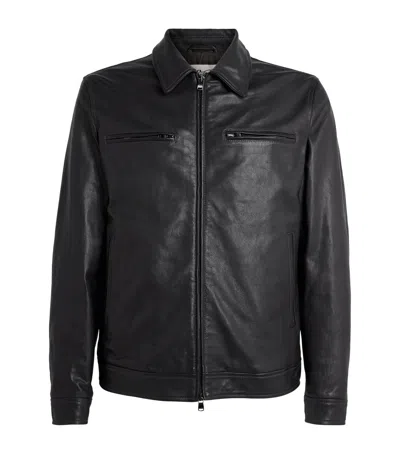 Valstar Biker Grained Leather Jacket In Blue