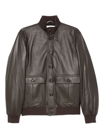 Valstar Button-fastening Flap-pocket Leather Jacket In Brown