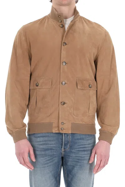 Valstar Classic Suede Jacket With Button-up Front And Flap Pockets In Brown