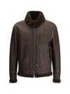 Valstar Coburn Aviator Jacket In Waxed Suede Shearling In Brown