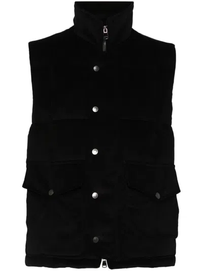 Valstar Corduroy Puffer Gilet In Black