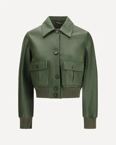 Valstar Cropped Nappa Ino Jacket In Green