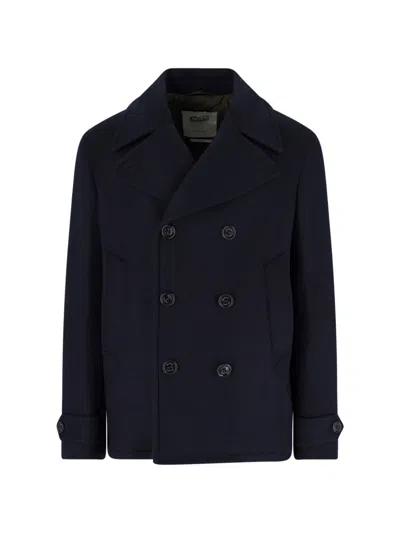 Valstar Double-breasted Wool Blend Peacoat In Blue