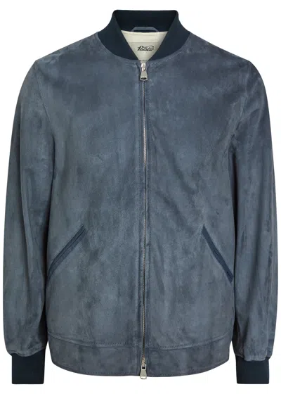 Valstar Evans Suede Bomber Jacket In Blue