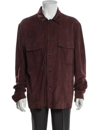 Pre-owned Valstar Goat Leather Jacket In Burgundy