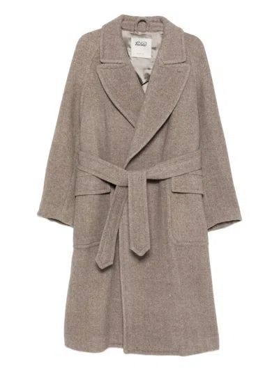 Valstar Herringbone Belted Coat In Neutral